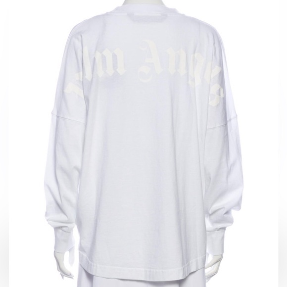 Palm Angels White Classic Logo Over T-Shirt Long Sleeve Crew Neck - Picture 2 of 13